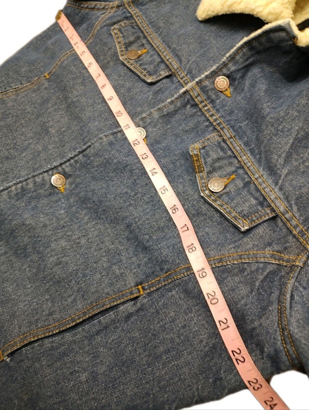 70s Men Roebucks (Sears) Retro Denim Sherpa Lined Work Trucker Jacket Sz 44R USA